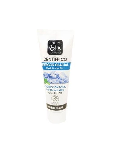 DENTIFRICO FRESCOR GLACIAL con fluor mentol 75ml. NATURABIO COSMETICS