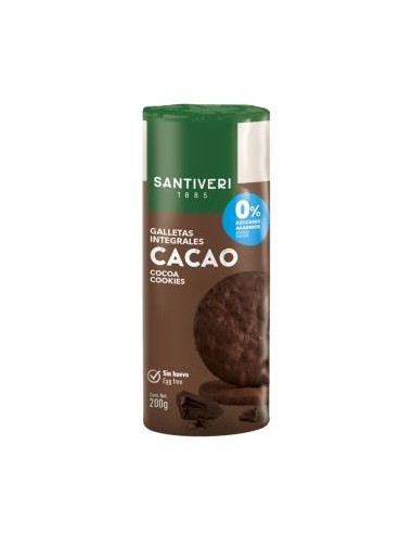 GALLETAS INTEGRALES CACAO 0% azucares 200gr. SANTIVERI