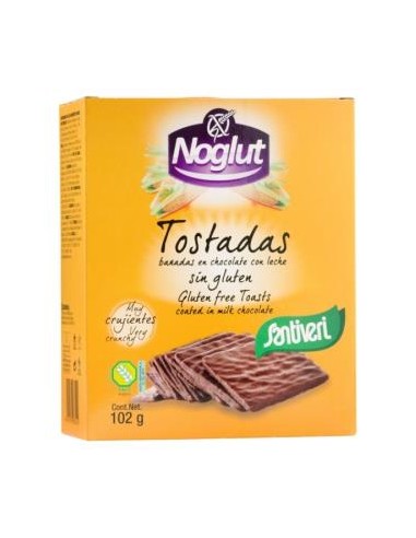 NOGLUT TOSTADAS BAÑADAS con chocolate leche 102gr SANTIVERI