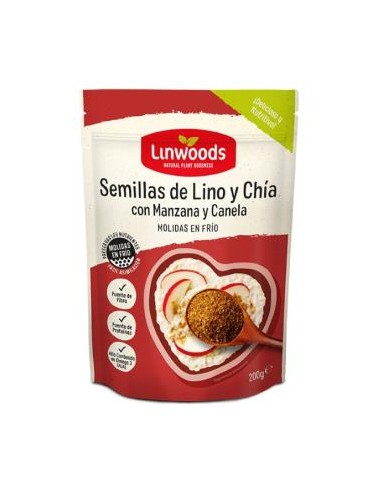 SEMILLAS DE LINO chia, manza, canela molidas 200g LINWOODS