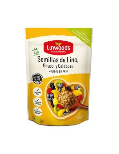 SEMILLAS DE LINO calabaza girasol molido 200g BIO LINWOODS