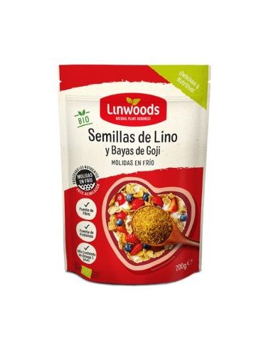 SEMILLAS DE LINO y goji molidas en frio 200gr. LINWOODS