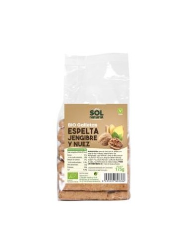 GALLETAS DE ESPELTA con jengibre y nuez 175gr. BIO SOLNATURAL