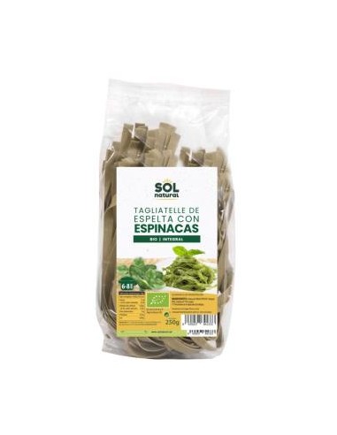 TAGLIATELLE DE ESPELTA con espinacas 250gr. BIO SOLNATURAL