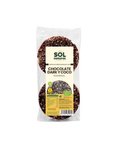 TORTAS DE ARROZ con chocolate negro coco 100g BIO SOLNATURAL