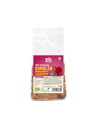 GALLETAS DE ESPELTA MANZANA ARANDANOS 175gr. BIO SOLNATURAL