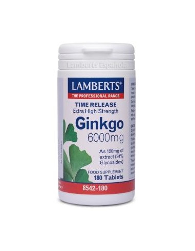 GINKGO BILOBA 6000 Alta Potencia 120mg. 180comp. LAMBERTS