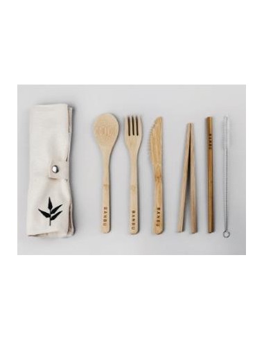 BANBU set de cubiertos de bambu+funda de tela.