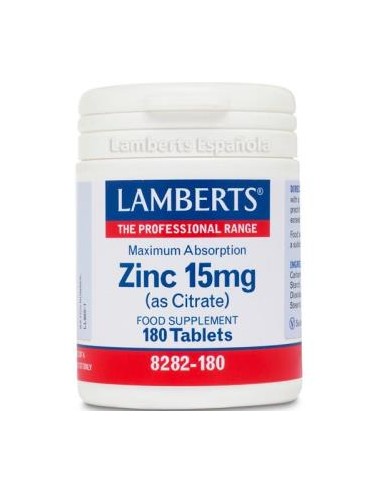 ZINC (Como Citrato) 15 mg. 180comp. LAMBERTS