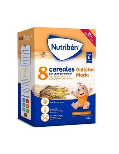 NUTRIBEN 8 CEREALES MIEL GALLETAS MARIA 600gr.