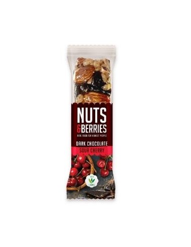 BARRITA CHOCOLATE NEGRO-CEREZA 15uds. BIO VEGAN NUTS & BERRIES