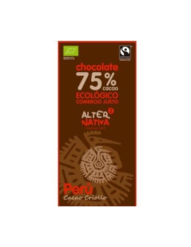 CHOCOLATE 75% CACAO PERU 80 gr BIO ALTERNATIVA 3