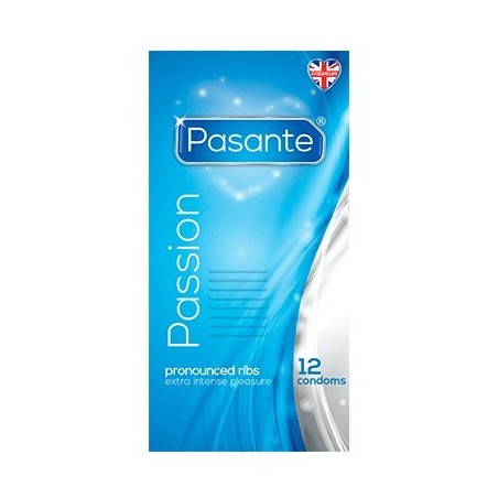 Preservativos estriados Pasante Ribbed. Caja 12 uds