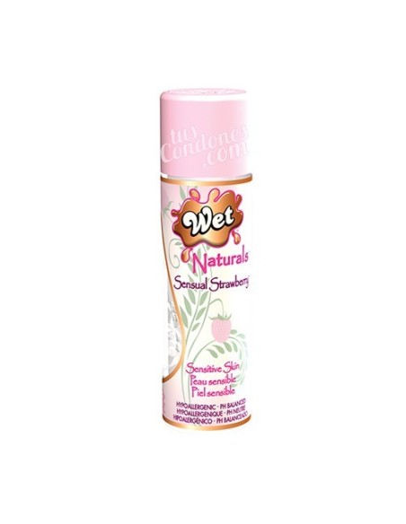 Lubricante natural sabor fresa base agua marca Wet