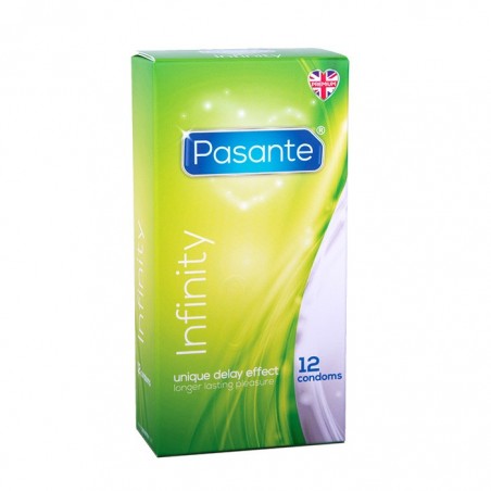 Preservativos retardantes Pasante Infinity caja de 12 uds