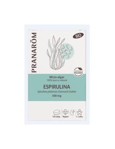 ESPIRULINA micro algas 150comp. BIO VEGAN PRANAROM P.ACABADO