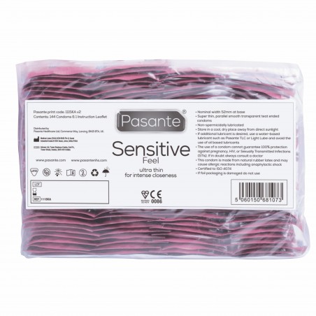 Pasante Sensitive caja de 144  uds. Condones extra finos