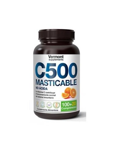 C500 naranja no acida masticable 100+20comp. VERMONT SUPPLEMENTS