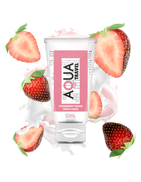 AQUA-TRAVEL Lubricantes a Base de Agua con Sabores-6 ml-Fresas y Nata