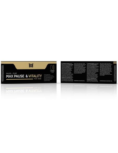 Black Bull Max Pause & Vitality retardante y potenciador para hombres 4 cápsulas