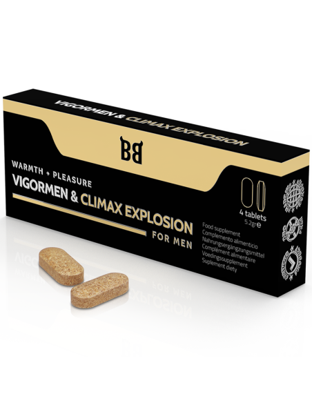 Black Bull Vigormen & Climax Explosion vigorizante y potenciador del rendimiento para hombres 4 cápsulas