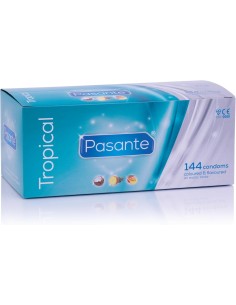 Condones sabores tropicales Pasante caja de 144 uds