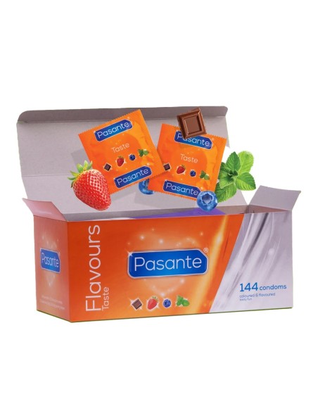 Preservativos sabores y colores Pasante caja de 144 uds