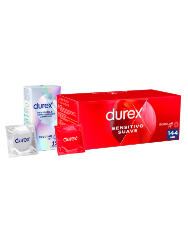 Pack Durex Sensitivo, Caja ahorro de 144 Sensitivos + 12 Durex Invisible