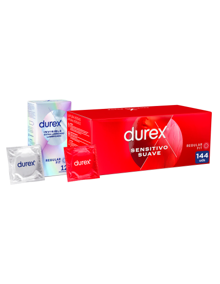 Pack Durex Sensitivo, Caja ahorro de 144 Sensitivos + 12 Durex Invisible