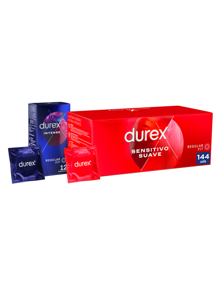 Pack Durex Tuscondones,  144 Sensitivos + 12 Intense