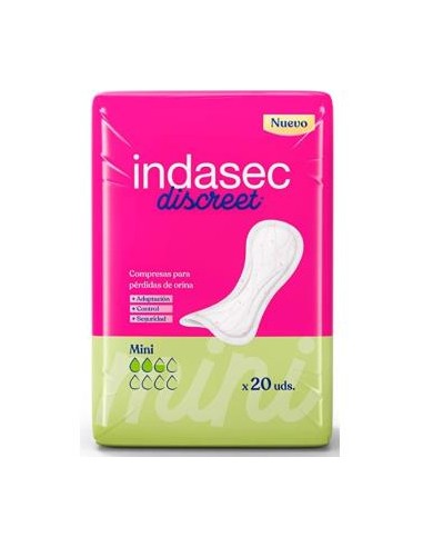 COMPRESA INDASEC DISCREET ABSO MINI/LEVE 80ml 20un