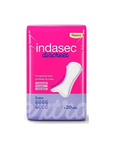 COMPRESA INDASEC DISCREET ABSO EXTRA 350ml 20un