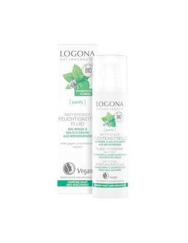 FLUIDO HIDRATANTE MATIFICANTE menta 30ml. LOGONA