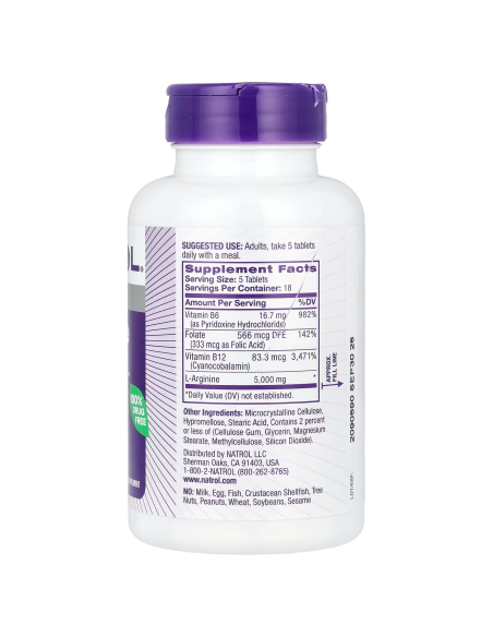 Natrol L-Arginina 5000mg - 90 comprimidos