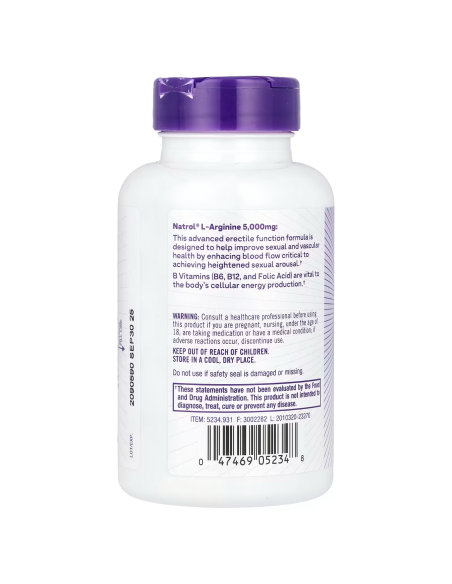 Natrol L-Arginina 5000mg - 90 comprimidos
