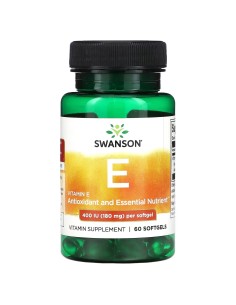 Swanson Vitamina E-400 180mg, 60 cápsulas