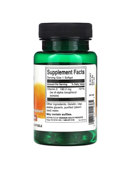 Swanson Vitamina E-400 180mg, 60 cápsulas