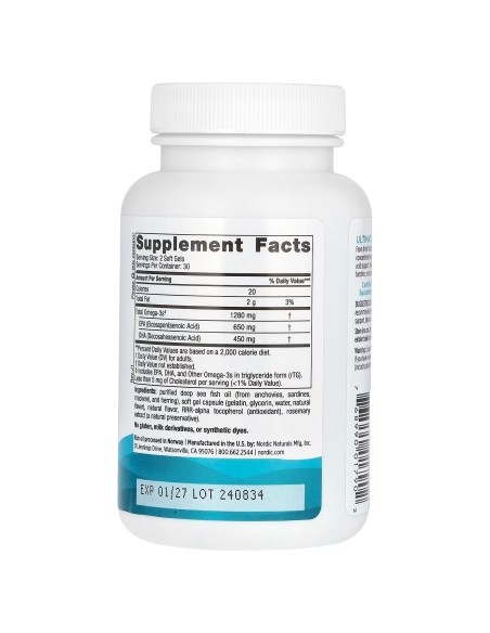 Nordic Naturals Ultimate Omega 3, 1280mg 60 cápsulas