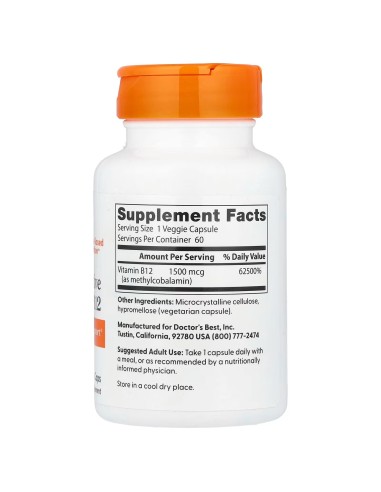 Doctor’s Best Vitamina B12 Metilcobalamina 1500 mcg Energía y Memoria