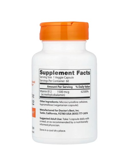 Doctor's Best Vitamina B12 Activa, 1500 mcg, 60 cápsulas