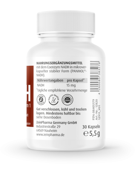 Zein Pharma NADH Coenzym 1, 15mg 30 cápsulas