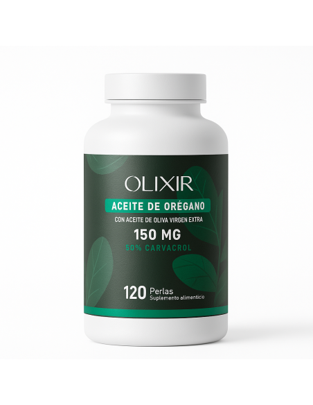 Olixir Aceite de Orégano 150mg con Aceite de Oliva Virgen Extra Español – Origanum Vulgare 10:1 – 50% Carvacrol
