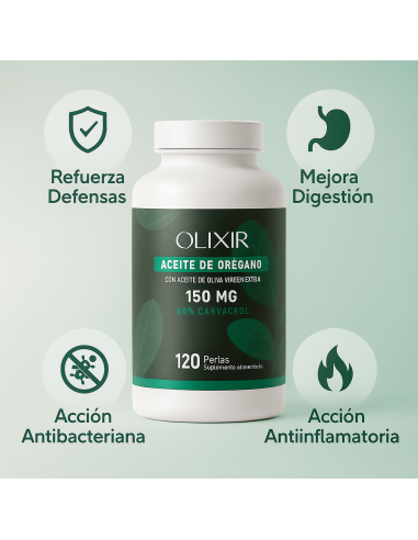 Olixir Aceite de Orégano 150 mg 50% Carvacrol – Defensas Naturales