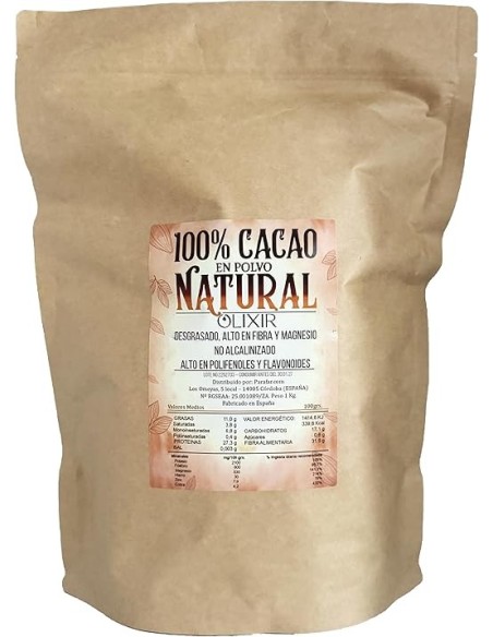 Cacao Puro No Alcalinizado 1kg | Blend Artesano Aromático y Balanceado | 100% Natural y Sin Azúcar