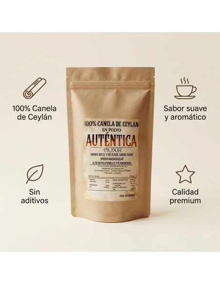 Canela de Ceylán en Polvo 250 g Ecológica | Cinnamomum Verum de Madagascar | Canela Verdadera Natural