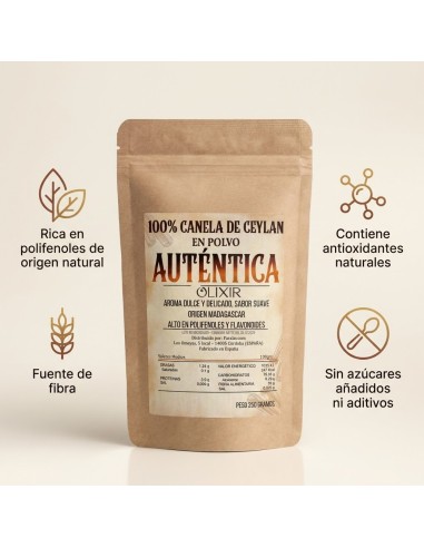 Canela de Ceylán en Polvo 250 g Ecológica | Cinnamomum Verum de Madagascar | Canela Verdadera Natural