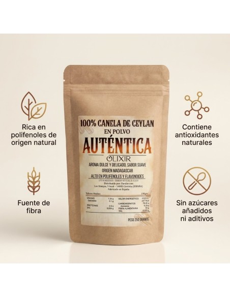 Canela de Ceylán en Polvo 250 g Ecológica | Cinnamomum Verum de Madagascar | Canela Verdadera Natural