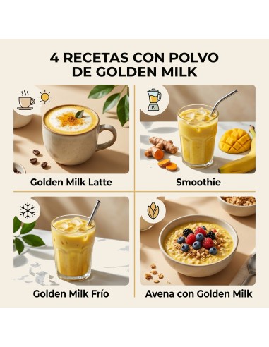 Olixir Leche Dorada: mezcla artesanal de cúrcuma, jengibre, pimienta negra y canela. Vegana, sin aditivos, 250 g