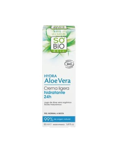 CREMA LIGERA 24H acido hialuronico-aloe 50ml. BIO SOBIO ETIC